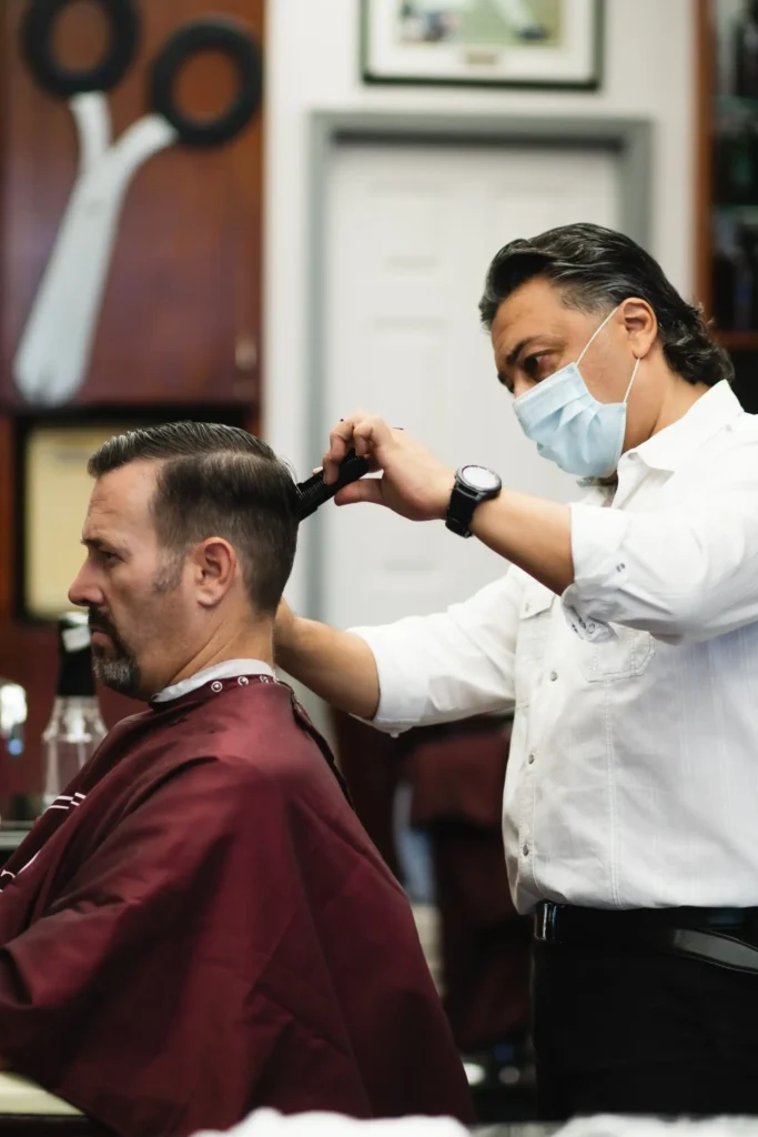 Man Receiving a Haircut
